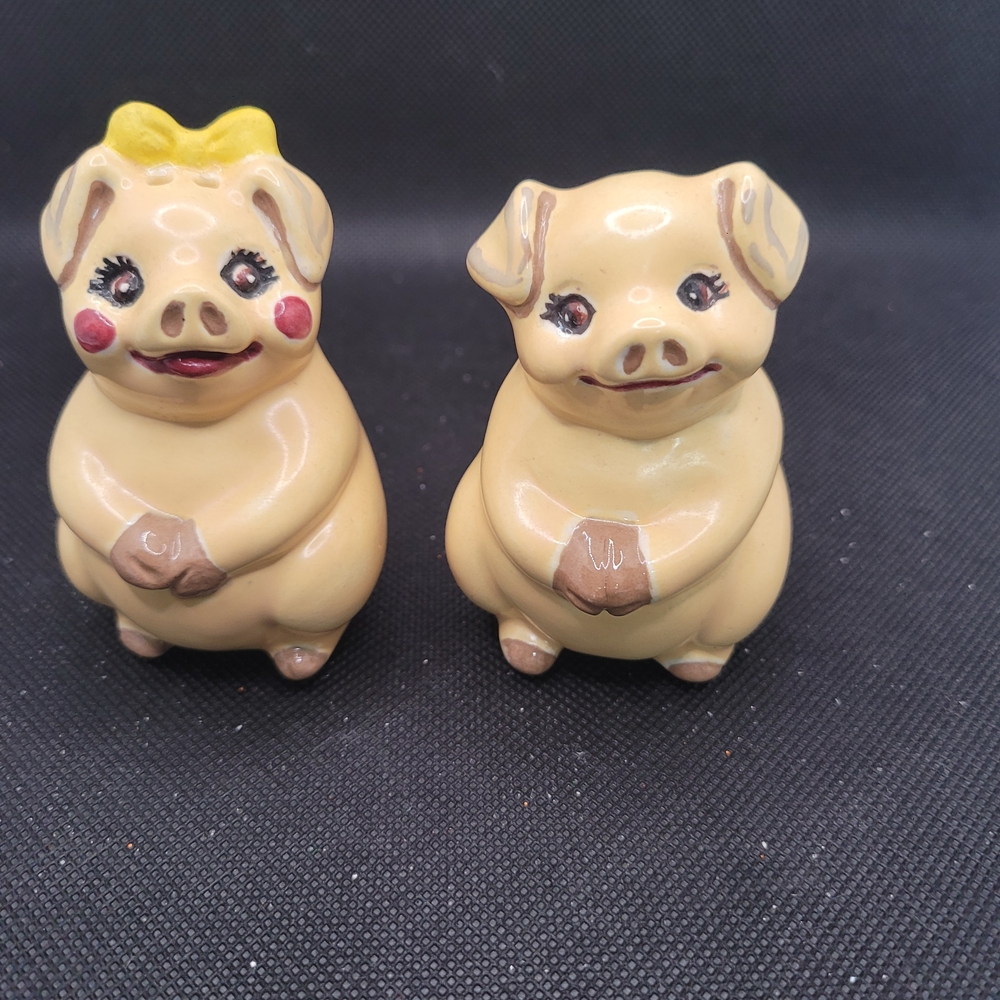 Vintage Pig Salt and Pepper Shakers Cute Farmhouse Pig Couple.